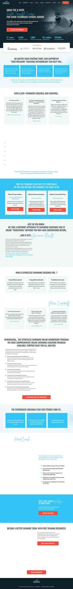 Ekrānuzņēmums effortlessswimming.com