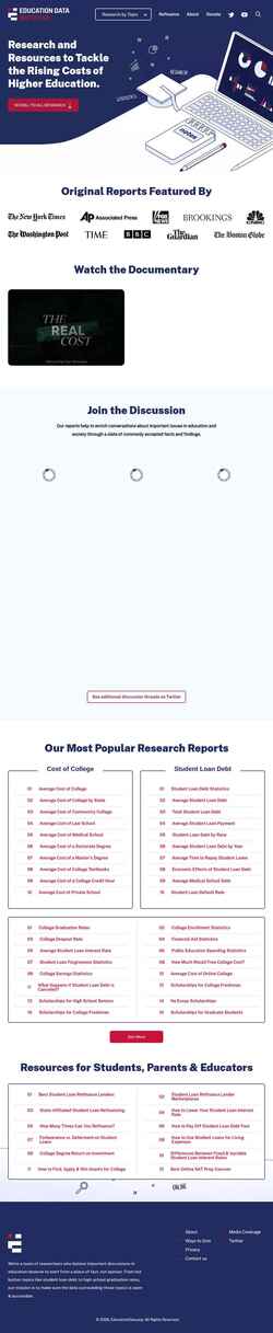 Στιγμιότυπο οθόνης educationdata.org