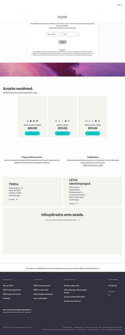 Posnetek zaslona ee.iqos.com