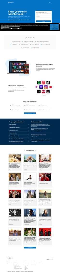 Zrzut ekranu distrokid.com