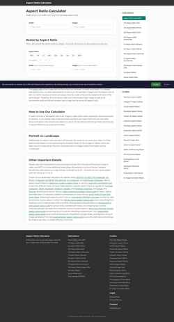 Ekran görüntüsü aspectratiocalculator.com