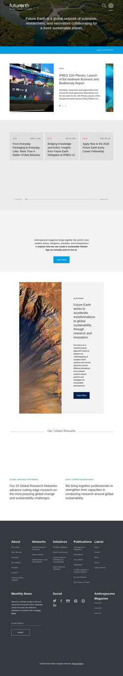 Screenshot futureearth.org