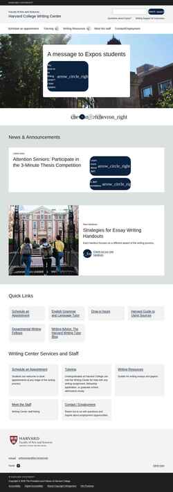 Screenshot writingcenter.fas.harvard.edu