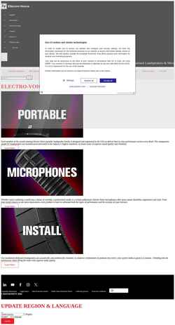 Captura de pantalla products.electrovoice.com