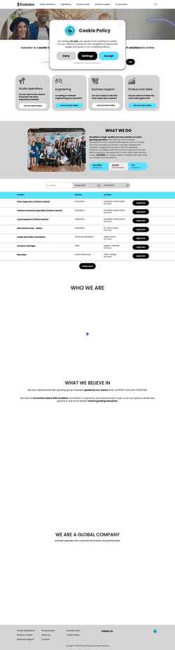 Екранна снимка careers.evolution.com