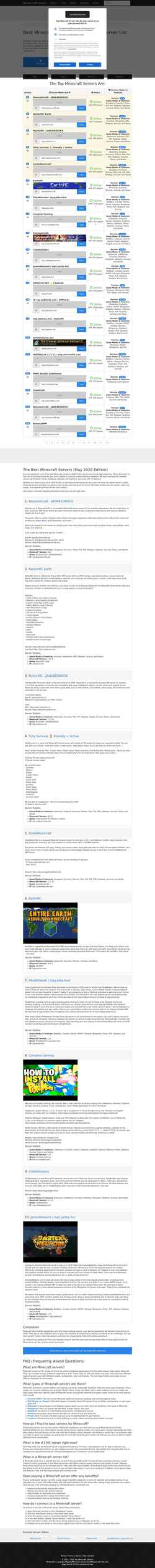 Екранна снимка topminecraftservers.org