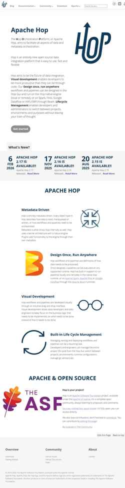 Snímek obrazovky hop.apache.org