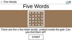 Snimka zaslona playfivewords.com