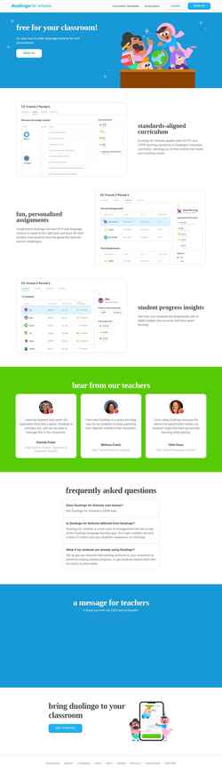 Ekraanipilt schools.duolingo.com