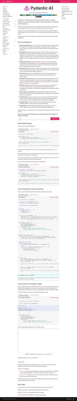 Captura de pantalla ai.pydantic.dev