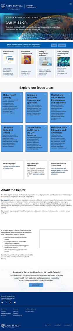 Screenshot centerforhealthsecurity.org