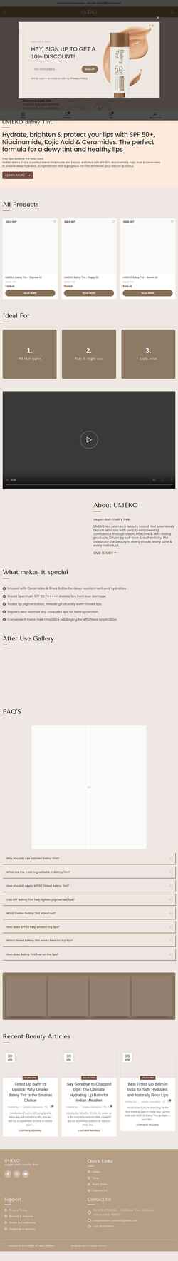 Screenshot umekocosmetics.com