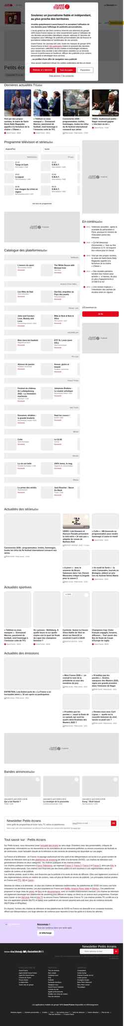 Snímek obrazovky programmetv.ouest-france.fr