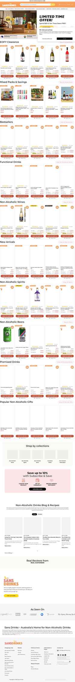Ekrānuzņēmums sansdrinks.com.au