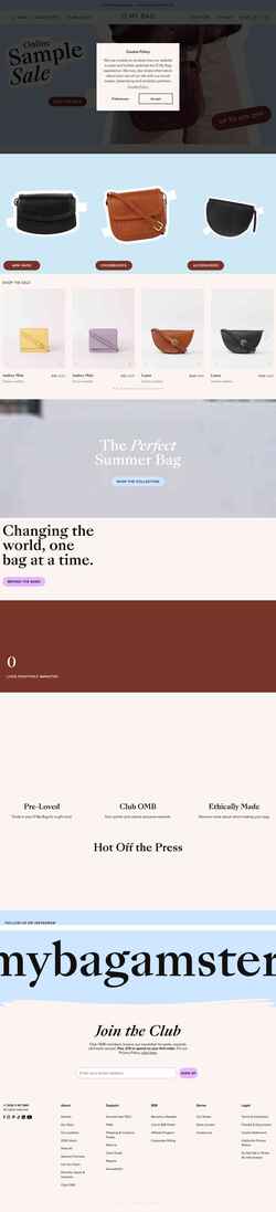 Снимак екрана omybagamsterdam.com