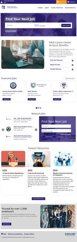 Ekraanipilt careers.nais.org
