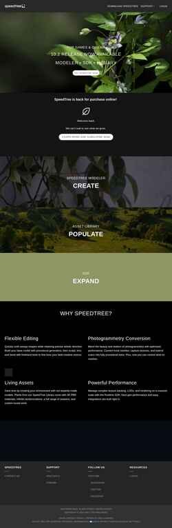 Снимак екрана store.speedtree.com