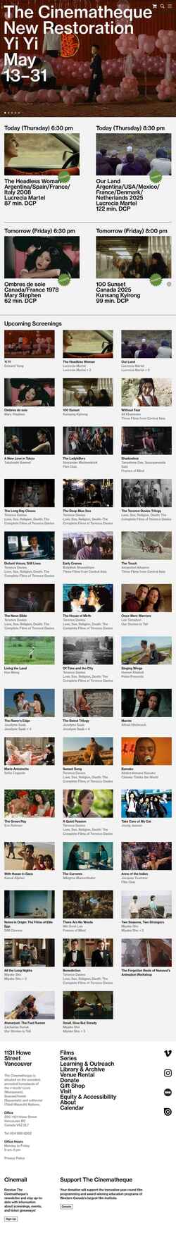 Screenshot thecinematheque.ca