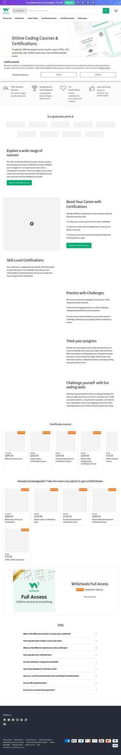 Снимак екрана campus.w3schools.com