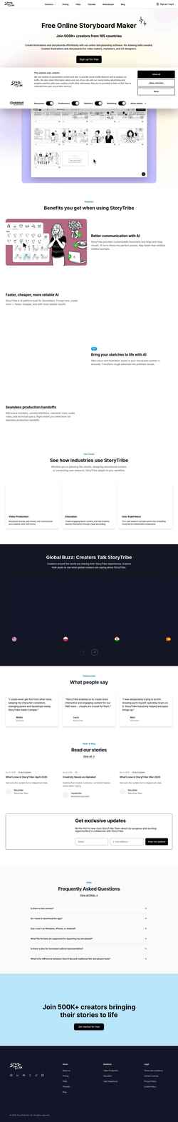 Snímek obrazovky storytribeapp.com