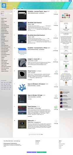 Snímek obrazovky store.kde.org