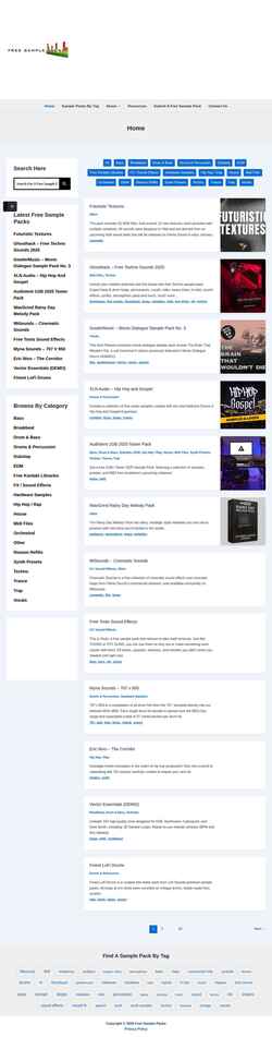 Screenshot free-sample-packs.com
