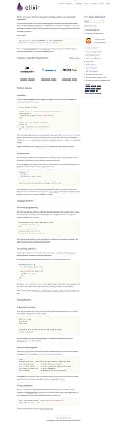 Zrzut ekranu elixir-lang.org