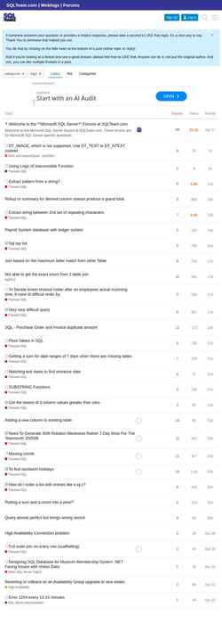 Skärmdump forums.sqlteam.com