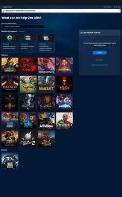 Снимак екрана us.support.blizzard.com