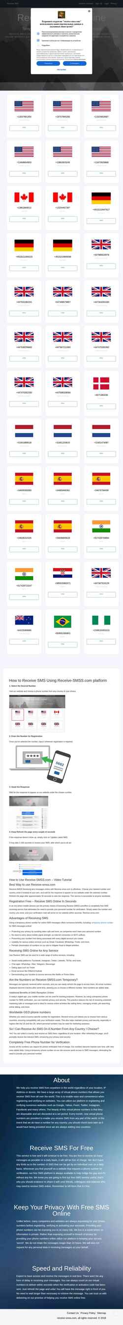 Skjermdump receive-smss.com