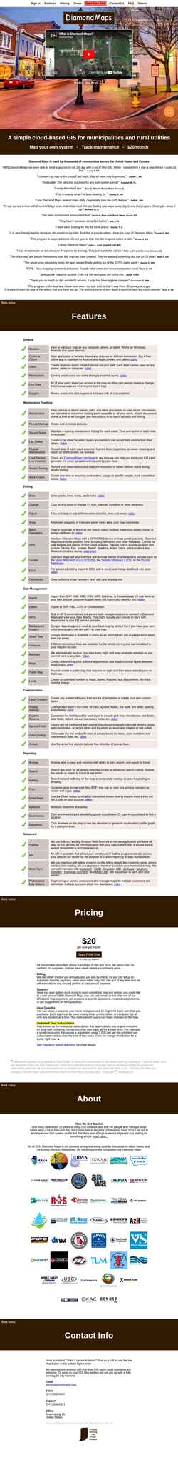 Screenshot diamondmaps.com