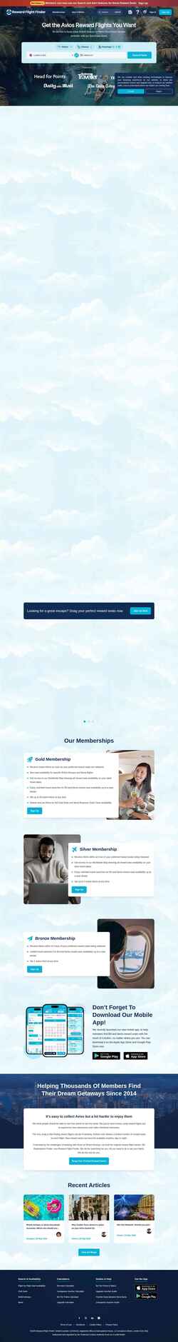Snímka obrazovky rewardflightfinder.com