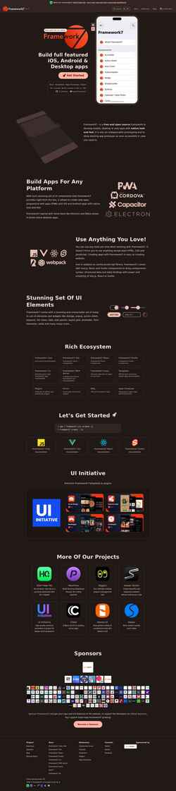 Screenshot framework7.io
