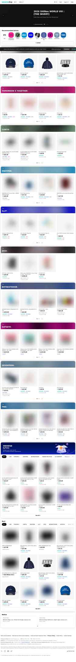 Skærmbillede shop.weverse.io