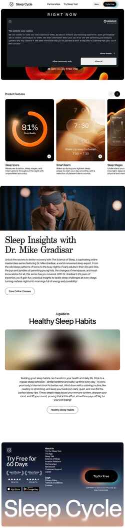 Képernyőkép sleepcycle.com