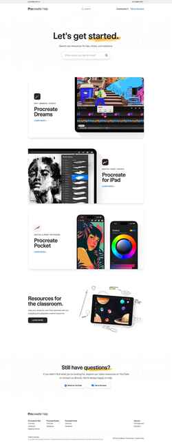 Снимак екрана help.procreate.com