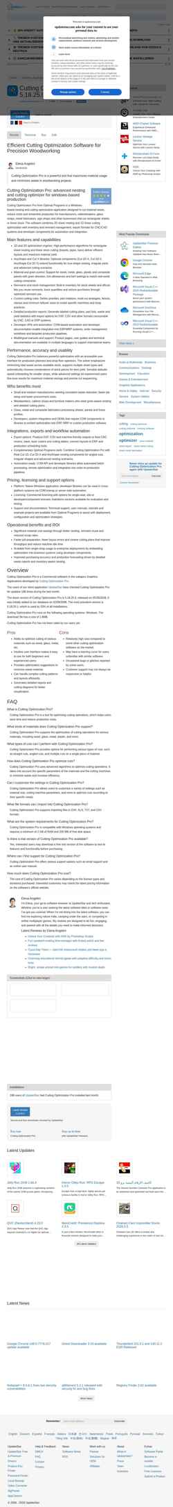 Screenshot cutting-optimization-pro.updatestar.com