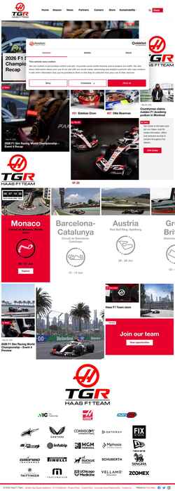 Captura de pantalla haasf1team.com
