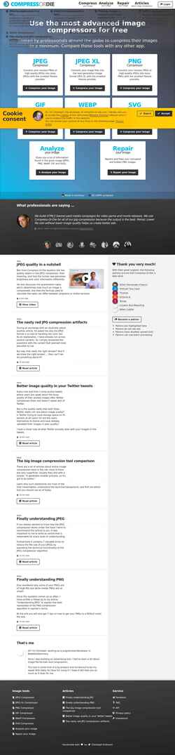 Ekrānuzņēmums compress-or-die.com