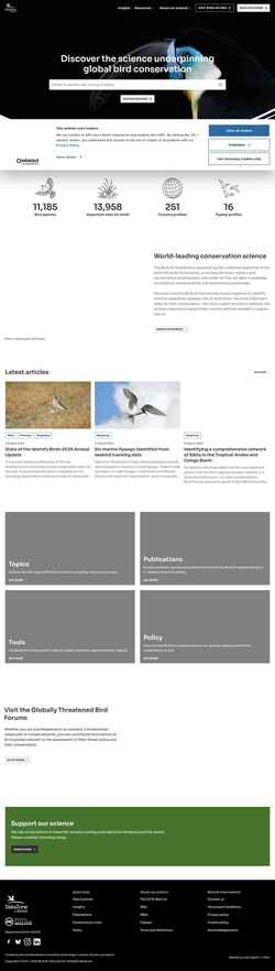 Posnetek zaslona datazone.birdlife.org