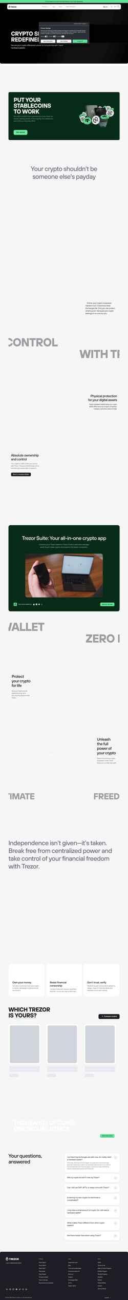 Skjermdump trezor.io