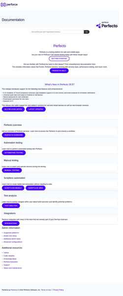 Snimka zaslona help.perfecto.io