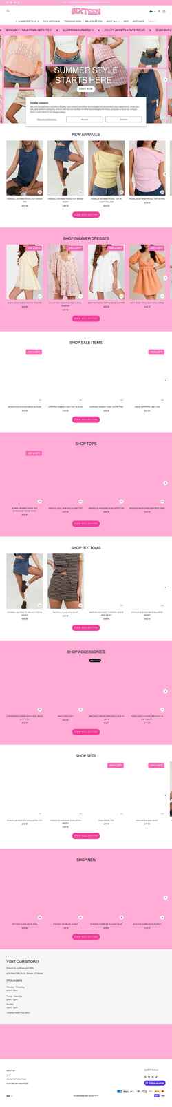 Ekrānuzņēmums sixteensshop.com