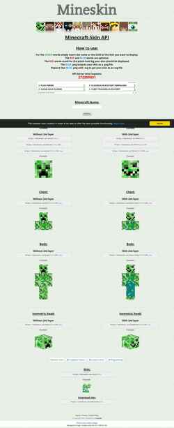 Schermafbeelding mineskin.eu