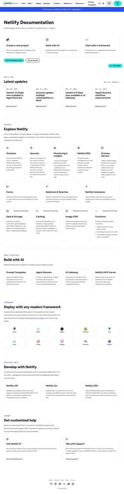 Snímek obrazovky docs.netlify.com
