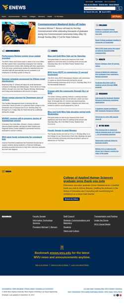 Schermafbeelding enews.wvu.edu
