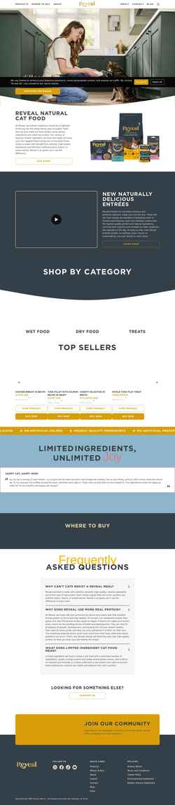 Snímek obrazovky revealpetfood.com