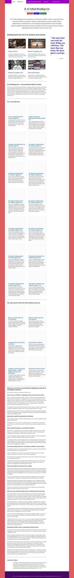 Captură de ecran k-12readinglist.com