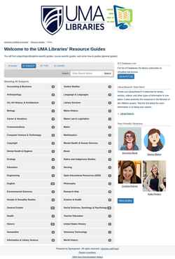 Schermata umalibguides.uma.edu