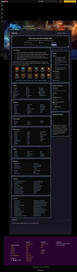 Skjermdump core-keeper.fandom.com